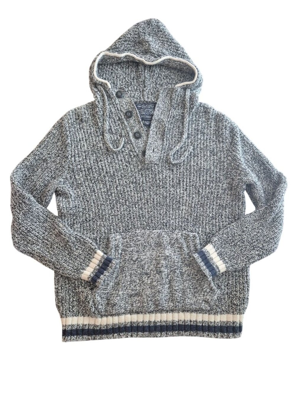 American Eagle Baja Sweater Hoodie Men Medium Heather Gray Cozy Surf Lounge